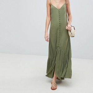 ASOS DESIGN Button Through Maxi Dress in Crinkle